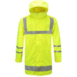 1 Set Medium Length Windbreaker Reflective Raincoat Waterproof Traffic Road Administration Fire Reflective Suit Fluorescent Yellow Suit