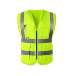 6 Pieces Multi Pocket Zipper Personal Protection Body Protection Safety Vests Traffic Cycling Car Warning Environmental Sanitation Engineering Construction Duty Fluorescent Yellow