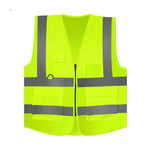 6 Pieces Multi Pocket Zipper Personal Protection Body Protection Safety Vests Traffic Cycling Car Warning Environmental Sanitation Engineering Construction Duty Fluorescent Yellow