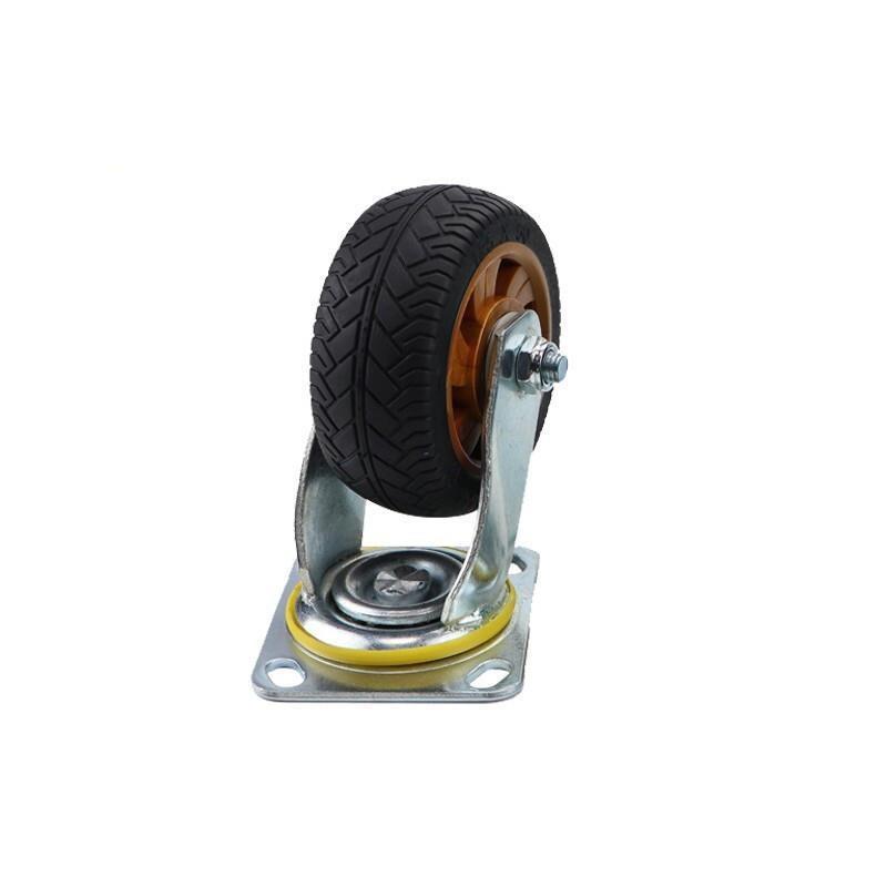 8 Inch Caster Silent Solid Rubber Wheel Flat Cart Wheel Heavy Caster Brake Wheel Black Gold