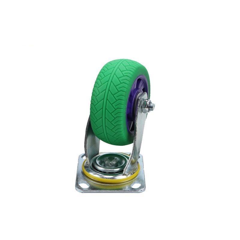 6 Inch Caster Silent Solid Rubber Wheel Flat Wheelbarrow Wheel Heavy Caster Directional Wheel Green Purple