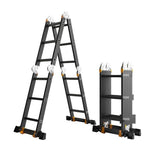 Aluminum Alloy Herringbone Ladder Joint Ladder Multi Function Thickening Project Bamboo Staircase Folding Straight Ladder Black Straight Ladder 5.8m