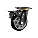 4 Sets 4 Inch Flat Bottom Caster Double Brake Heavy Gray Core Black Polyurethane Caster Universal Wheel
