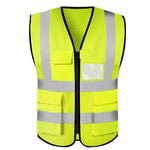 6 Pieces Reflective Vest Reflective Suit Cycling Traffic Construction Environmental Sanitation Vest (Multi Pocket Zipper Fluorescent Yellow Uniform Size)