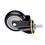 4 Sets 3 Inch Lead Screw Movable Black Polyurethane (PU) Caster Medium Single Ball Bearing Universal Wheel