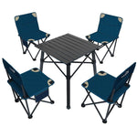 Outdoor Table And Chair Set Folding Aluminum Table Barbecue Picnic Table And Chair Balcony Stool Portable Camping Table And Chair 4 Chairs 1 Table