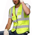 6 Pieces Reflective Vest Reflective Suit Cycling Traffic Construction Environmental Sanitation Vest (Multi Pocket Zipper Fluorescent Yellow Uniform Size)