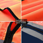 6 Pieces Zipper Multi Pocket Reflective Vest Car Traffic Safety Warning Vest Reflective Sanitation Construction Duty Riding Safety Suit Orange Blue
