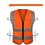 10 Pieces Zipper Type Reflective Vest Traffic Safety Warning Vest 4 Reflective Strips Construction Riding Safety Vest - Orange