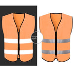 10 Pieces Reflective Working Vest with 2 Highly Reflective Strips Safety Vest for Outdoor Work, Jogging, Sports - Orange