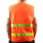 10 Pieces Orange Cloth Reflective Vest With Two Horizontal Yellow Reflective Strips On Site Garden Construction Project Traffic Sanitation Worker's Letterless Vest