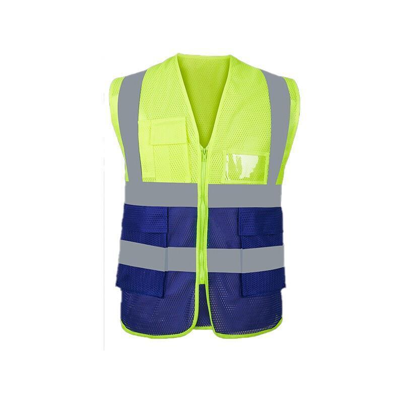 10 Pieces Reflective Vest Car Annual Inspection Safety Suit Environmental Sanitation Multi Pocket Construction Peach Heart Net Green And Blue (With Pocket)