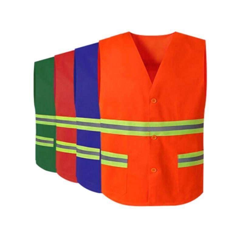 6 Pieces Highlight Safety Reflective Vest Body Protection Multi-Pocket Work Reflective Vest for Sanitation Construction Building Night Work Clothing - Orange