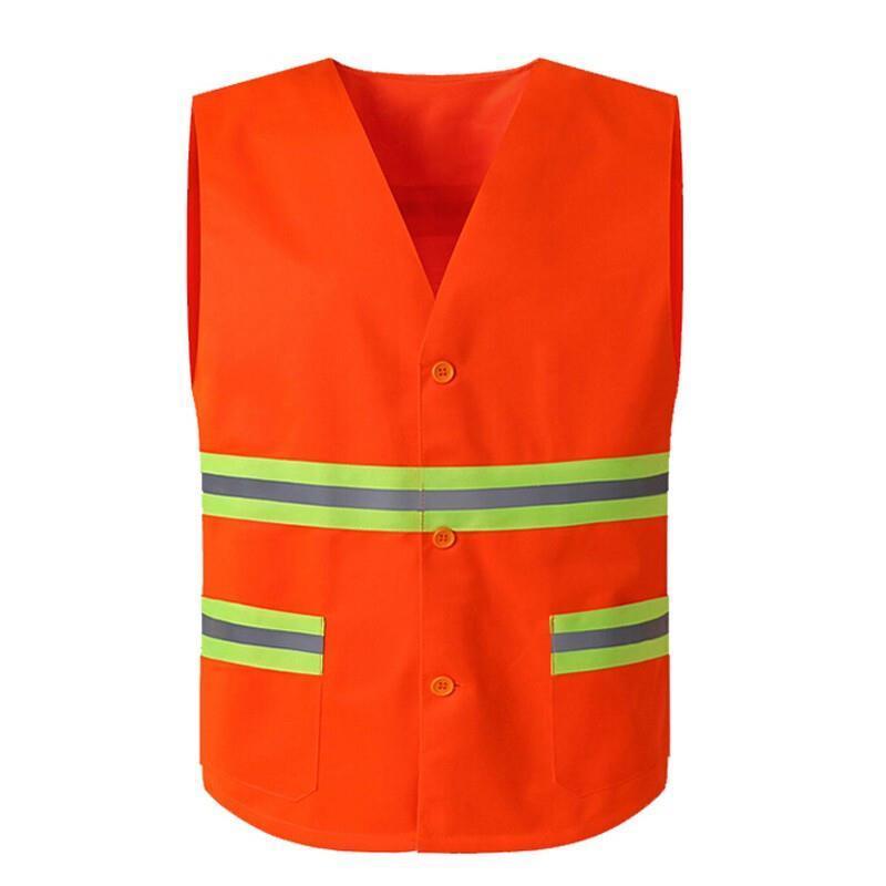 6 Pieces Button Type Reflective Vest Safety Vest Sanitation Workers Labor Protection Vest Road Cleaning Work Clothes Body Protection Clothing - Orange
