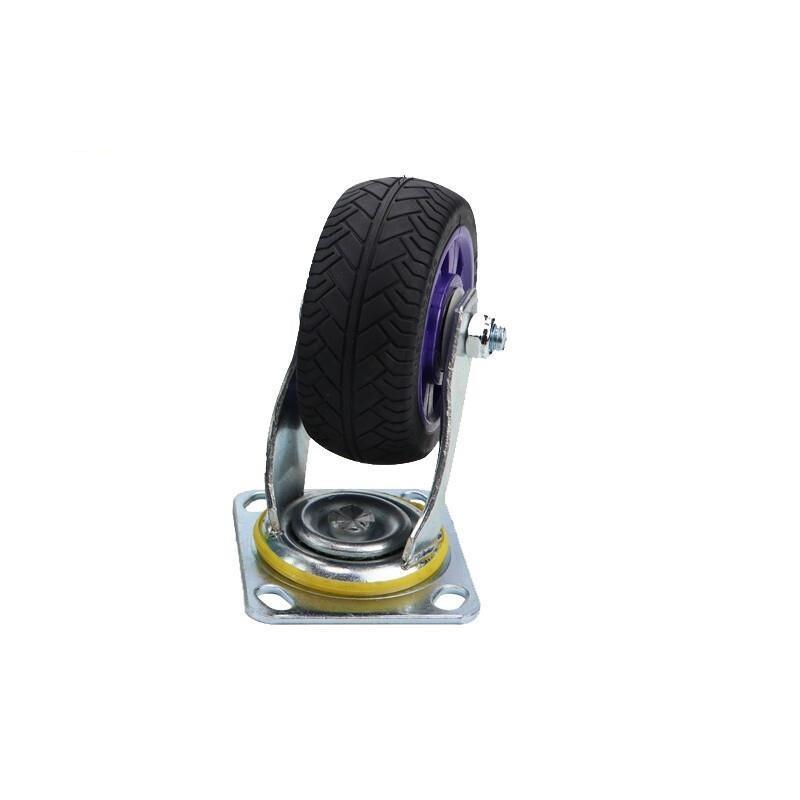Caster Silent Solid Rubber Wheel Flat Wheelbarrow Wheel Heavy Caster 6 Inch Directional Wheel Black Purple