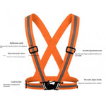 10 Pieces Reflective Vest Elastic Strap Safety Vest High Visibility Fully Adjustable Free Size Safety Gear for Running Jogging Cycling Walking - Orange