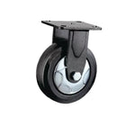 4 Sets 5 Inch Fixed Heavy Duty Caster Black High Elastic Natural Rubber (ER) Caster Directional Wheel