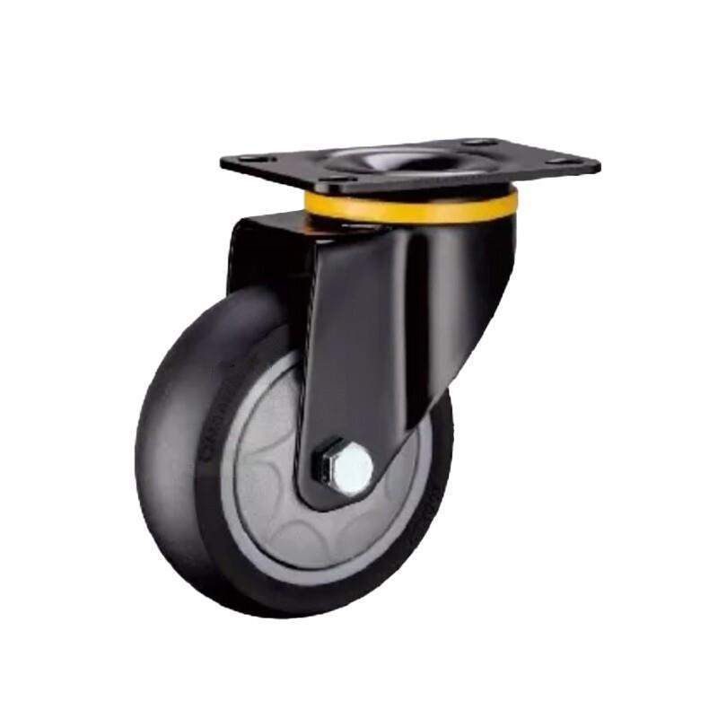 4 Sets 3 Inch Flat Bottomed Movable Caster Black Synthetic Rubber (TPR) Caster Medium Universal Wheel