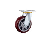 4 Sets 4 Inch Flat Bottom Movable Caster Heavy Duty Jujube Red Polyurethane Caster Universal Wheel