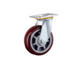 4 Sets 4 Inch Flat Bottom Movable Caster Heavy Duty Jujube Red Polyurethane Caster Universal Wheel