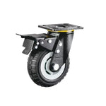 1 Set 8 Inch Flat Bottom Double Brake Caster Heavy Gray Core Black Foam Caster Universal Wheel
