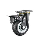 1 Set 8 Inch Flat Bottom Double Brake Caster Heavy Gray Core Black Foam Caster Universal Wheel