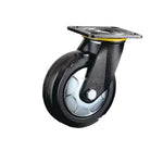 4 Sets 8 Inch Flat Bottom Movable Caster Heavy Duty Black Wheels High Elastic Natural Rubber (ER) Caster Universal Wheel