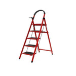 1.6m Red Herringbone Ladder Folding Aluminum Alloy Ladder Thickening Five Step Ladder Bearing 150kg