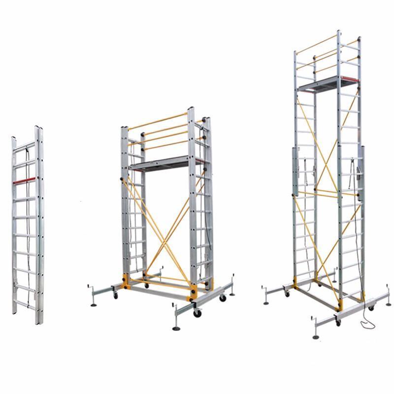 Aluminum Alloy Scaffold 2200 * 2100 * 6900mm Folding Lifting Platform With Wheel Movable Frame Engineering Ladder Mobile Scaffold