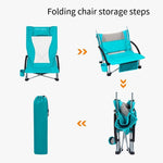 Folding Chair Outdoor Table Chair Portable Beach Fishing Picnic Camping Chair Lunch Break Short Chair With Filling Headrest