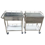 2 Tier Stainless Steel Dressing Cart Medicine Delivery Trolley Instrument Table Nursing Medicine Cabinet Clinic Mobile Tool Cart Cabinet Type Two Draw Two Door 80 Grid