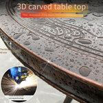 Outdoor Cast Aluminum Table And Chair Courtyard Outdoor European Balcony Villa Courtyard Outdoor Furniture [diameter 80cm] + 4 Chairs