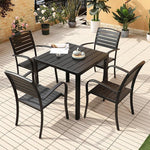 Outdoor Table And Chair Plastic Wood Courtyard Antiseptic Wood Outdoor Table And Chair Combination Flat Armrest 2 Chairs And 60 Round Table