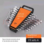Open End Box Spanner Tool Set 6-24mm Dual Purpose Solid Quick Repair Hardware Tool 19 Pieces Dual Purpose