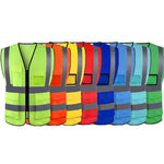 6 Pieces Yellow And Blue Breathable Safety Vest Mesh Type Multi Pocket Reflective Vest Traffic Protection Reflective Vest Warning Clothing Construction Road Maintenance