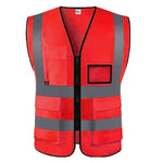 10 Pieces Red Multi Pocket Reflective Vest Traffic Protection Reflective Vest Warning Clothing Construction Road Maintenance