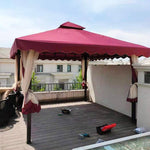 Outdoor Large Sunshade Tent Four Foot Pavilion Villa Courtyard Large Roman Tent Umbrella 3 * 3m + Gauze Curtain + Wai Cloth