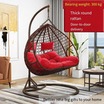 Hall Hanging Chair Balcony Basket Rattan Chair Indoor Room Dormitory Swing Rocking Chair Outdoor Double Lazy Hammock Rocking European Bird's Nest Drop Single Coffee Color Luxury Version [armrest + Large]