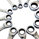 12 Piece Ratchet Set 8-19mm Dual Purpose Open Ring Ratchet Wrench CR-V
