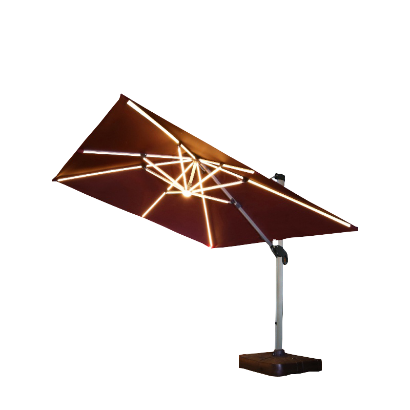 3.5m Outdoor Sunshade Umbrella Solar Umbrella With LED Light Roman Umbrella Garden Large Stall Umbrella Aluminum And Super Light
