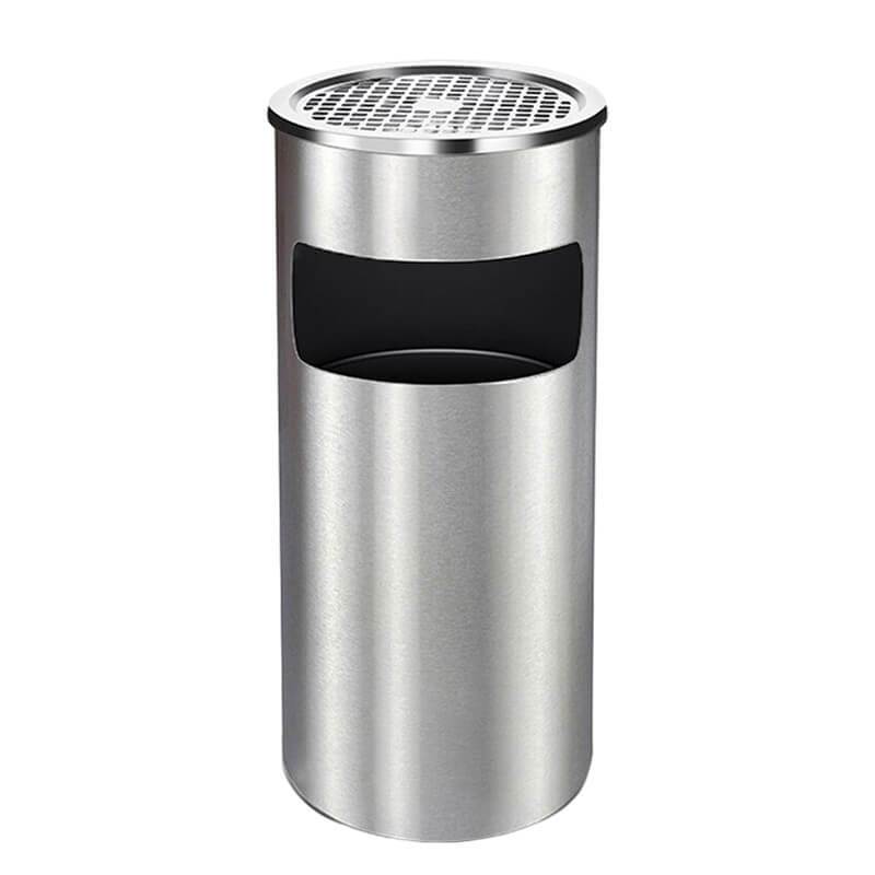 Stainless Steel Trash Can 5L with Ashtray Garbage Bin With Double Barrel Inside and Outside Suitable for Hotel Lobby, Elevator Entrance, Courtyard, Garden
