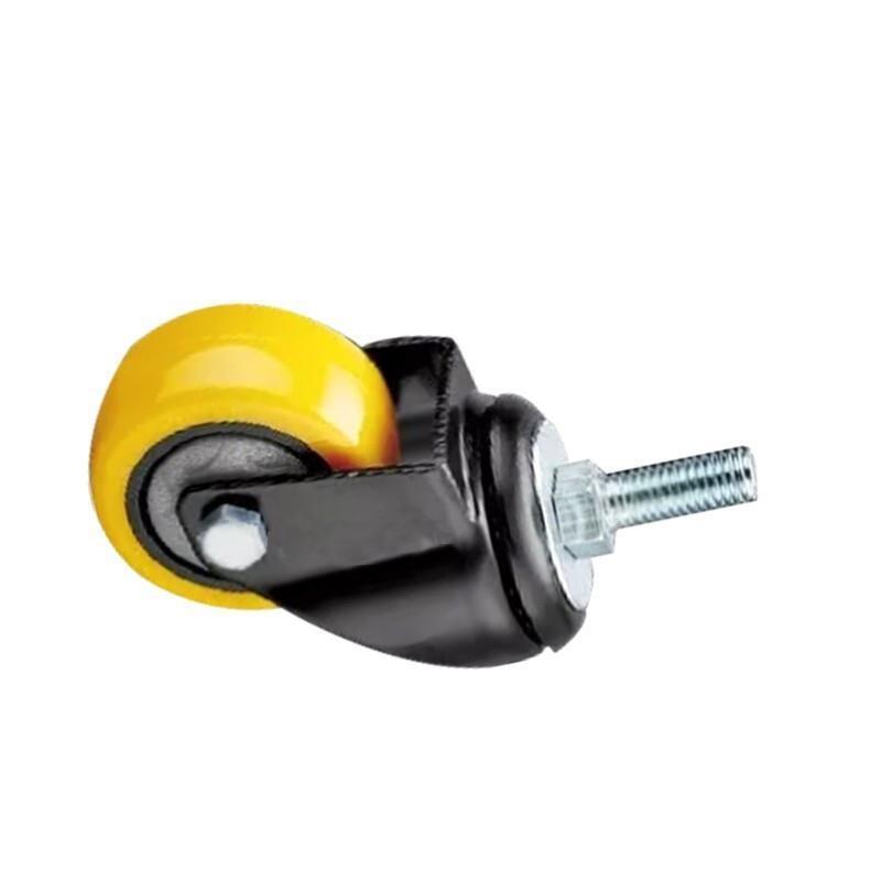 2 Inch Lead Screw Movable Orange Yellow Polyurethane (PU) Caster Light Single Ball Bearing Universal Wheel 4 Sets / Set