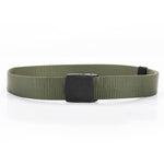 6 Pieces 120cm Canvas Belt Men's Belt Smooth Buckle Youth Korean Version Iron Free Trouser Belt Automatic Buckle Leisure Outdoor Military Green