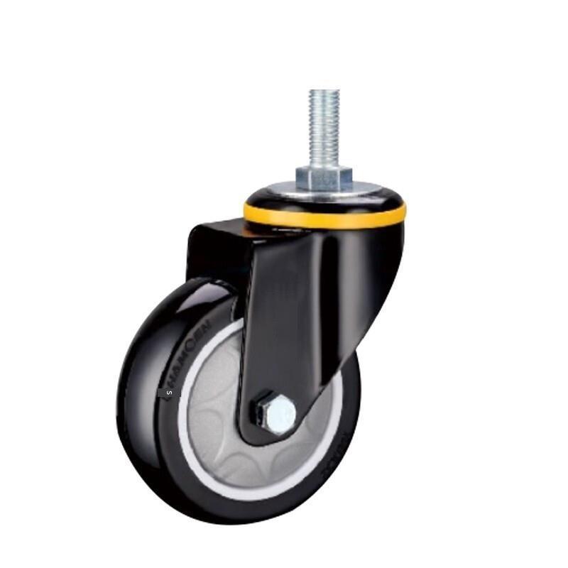 2.5 Inch Lead Screw, Black Polyurethane (PU) Caster 4 Sets Of Medium Single Ball Bearing Universal Wheels