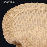 Rattan Chair Three Piece Set Balcony Table Chair Small Tea Table Outdoor Leisure Courtyard Combination Living Room High Back Tea Table White Teng Chair Small