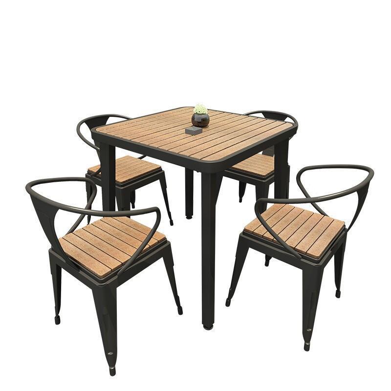 Balcony Outdoor Table And Chair Combination Outdoor Furniture Iron Table Simple Courtyard Terrace Garden Table And Chair Leisure Black Square Table