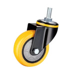 4 Inch Lead Screw Movable Orange Yellow Polyurethane (PU) Caster Medium Single Ball Bearing Universal Wheel 4 Sets / Set