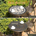 Creative Leisure Chair Small Tea Table Chair Furniture Outdoor Balcony Table Chair Combination 2 + 1 With 60cm Cast Aluminum Tile Lattice Round Table