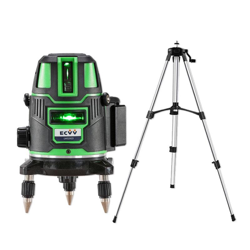ECVV 2 Lines Green Laser Level with 1.2M Adjustable Height Tripod 360 Degree Self-leveling Cross Marking Instrument with 1.2M Aluminum Alloy Tripod