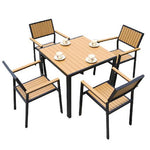 Outdoor Table And Chair Furniture Balcony Courtyard Table And Chair Antiseptic Wood Outdoor Coffee Shop Leisure Plastic Wood Table And Chair Combination